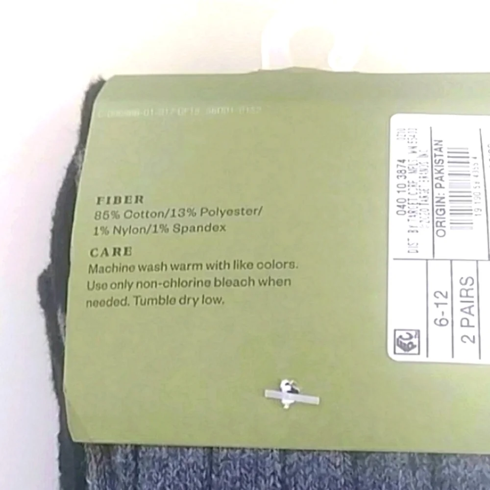 Goodfellow & Co Men's Boot Thick Winter Crew Socks, 2-pack Black/Grey, Size L